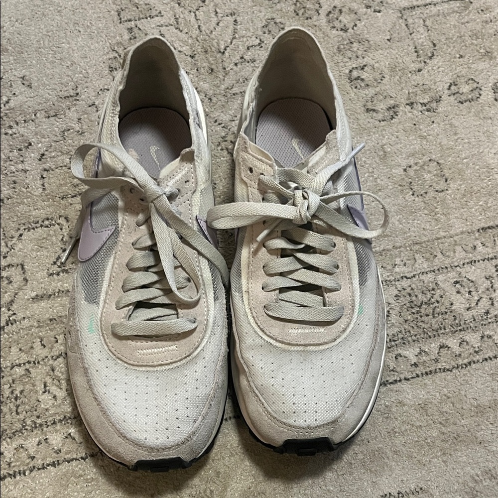 Nike Women's Cream and Gray Sneakers